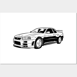 R34 GTR Skyline Turbo JDM Tuning Car 90s Fan Posters and Art